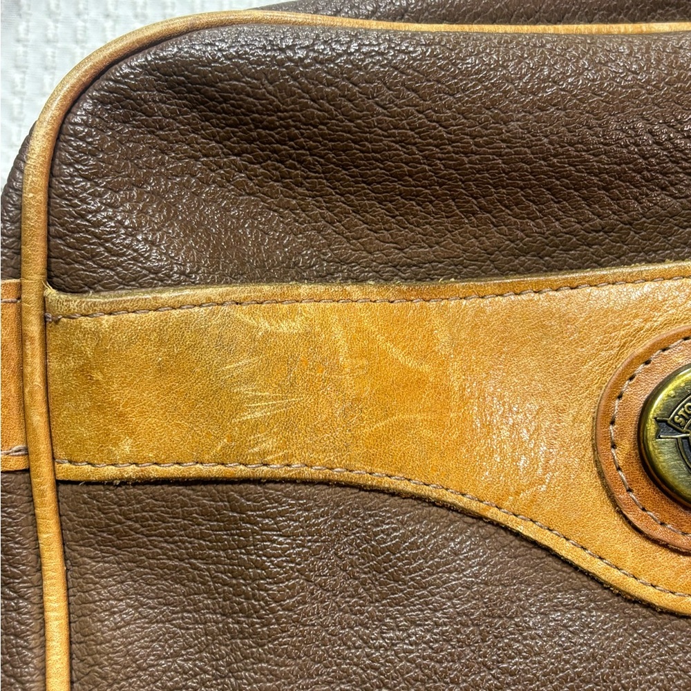 VTG Stone Mountain Two-Tone Pebbled Leather Crossbody Rare USA Made W/ Damage - Picture 15 of 16